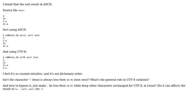In utf-8 collation, why 11- is less then 1-? (2 Solutions!!) смотреть онлайн
