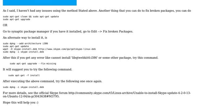 Ubuntu: Can't install Skype 4.3 on Ubuntu 14.04 64 bit (7 solutions!) смотреть онлайн