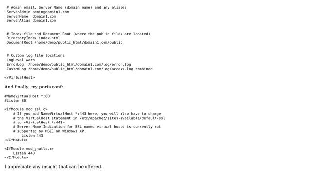Apache2 No Listening Sockets, unable to open logs while trying to configure virtual hosts смотреть онлайн