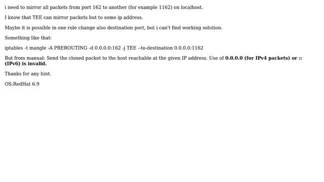 Mirror all traffic from one port to another on localhost using iptables смотреть онлайн