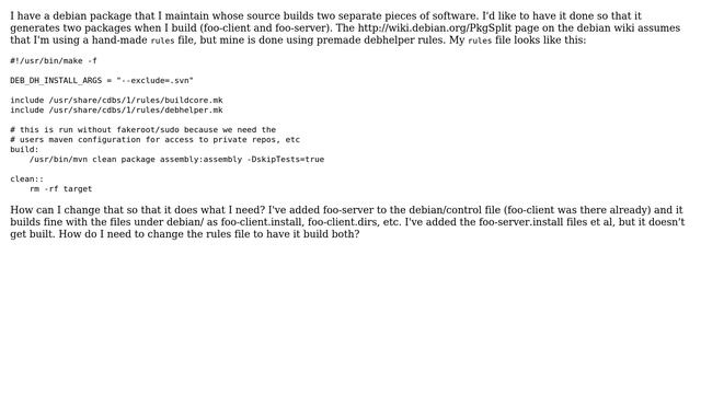 How to create a debian split package when using debhelper? смотреть онлайн