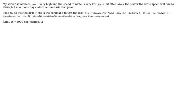 Disk sometimes high io wait,low io write speed смотреть онлайн