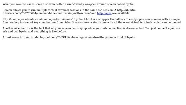 Ubuntu: How can I have multiple terminal sessions through one single SSH connection? смотреть онлайн