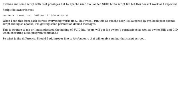 Is runing script with SUID bit set up work the same as runing same script with sudo (or root)? смотреть онлайн