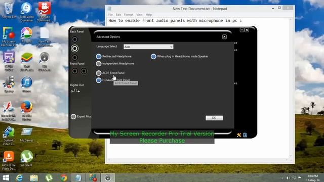 How to enable Front and Rear Audio Panels Sound~Microphone Simultaneously [WIndows 7 8 8.1] смотреть онлайн