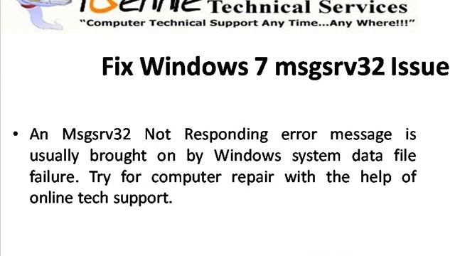 Fix Windows 7 msgsrv32 Issue смотреть онлайн