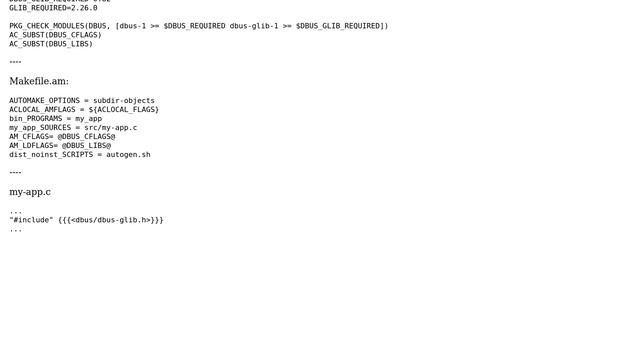 Autoconfig/Automake fails to generate AM_CFLAGS & AM_LDFLAGS for dependent D-BUS library. Why? смотреть онлайн
