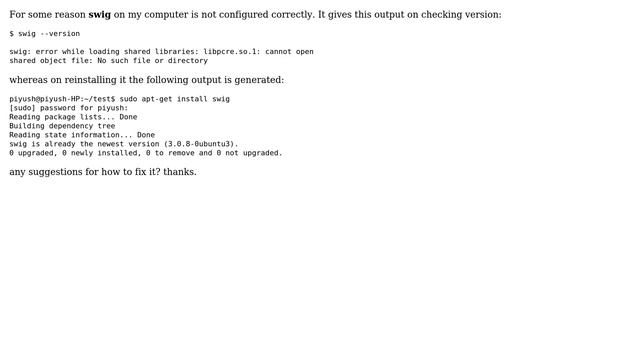 Unix & Linux: swig error in ubuntu 16.04 смотреть онлайн
