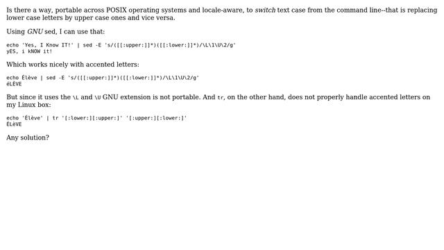 Unix & Linux: Is there a portable way to switch text case from the command line? смотреть онлайн