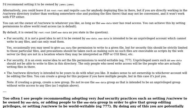 Ubuntu: /var/www owner for apache2 and ftp access смотреть онлайн