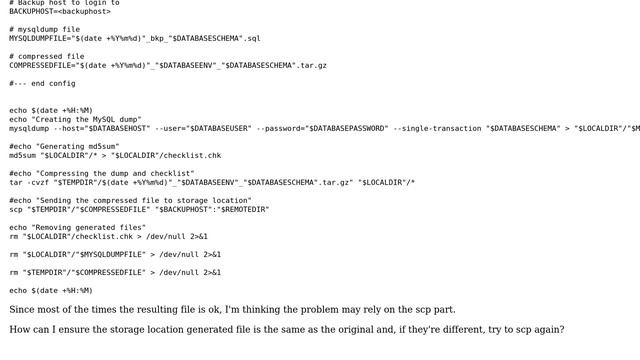 Unix & Linux: database backup script generating file of different sizes? смотреть онлайн