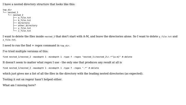 How to use find with regex to delete files beginning with certain letters? смотреть онлайн