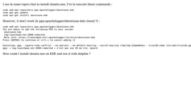 Ubuntu: How could I install Ubuntu One on KDE and use it with dolphin? ? смотреть онлайн