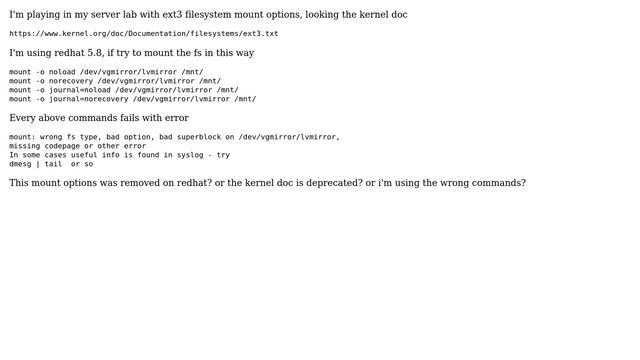 DevOps & SysAdmins: ext3 mount options differ from linux kernel doc смотреть онлайн