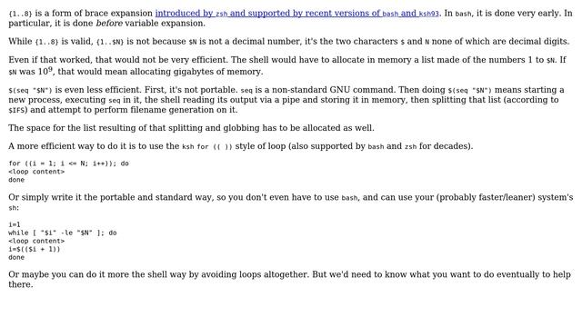Unix & Linux: difference between `for i in {1..$N}` and `for i in $(seq 1 1 $N) ` (2 Solutions!!) смотреть онлайн