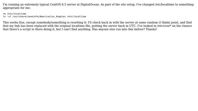 DevOps & SysAdmins: CentOS keeps losing its localtime setting? смотреть онлайн