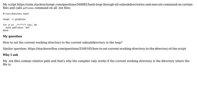 Unix & Linux: Bash: How to set the current working directory to the current directory in a loop? смотреть онлайн