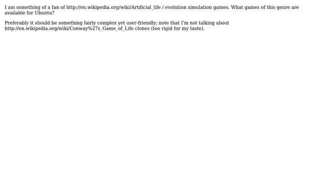 What artificial life games are available for Ubuntu? смотреть онлайн