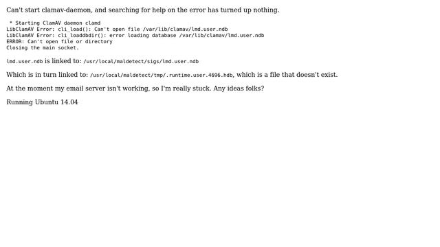 Ubuntu: Clamav-Daemon Can't Open lmd.user.ndb, won't start (2 Solutions!!) смотреть онлайн