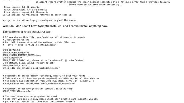 Ubuntu: Error code - cannot do apt-get upgrade смотреть онлайн