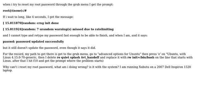 Unix & Linux: Linux password reset through Grub menu doesn't work смотреть онлайн