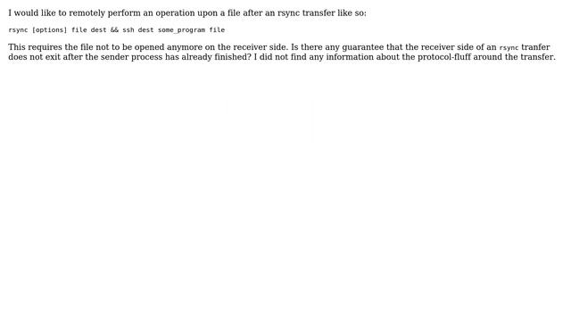Unix & Linux: Timing of rsync exit codes on receiver and sender side смотреть онлайн