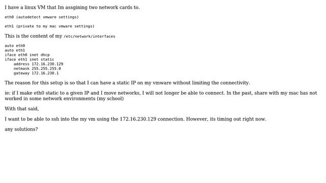 VMware and multiple network interfaces and ssh смотреть онлайн