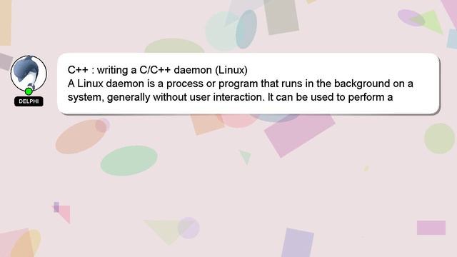 C++ : writing a C/C++ daemon (Linux) смотреть онлайн