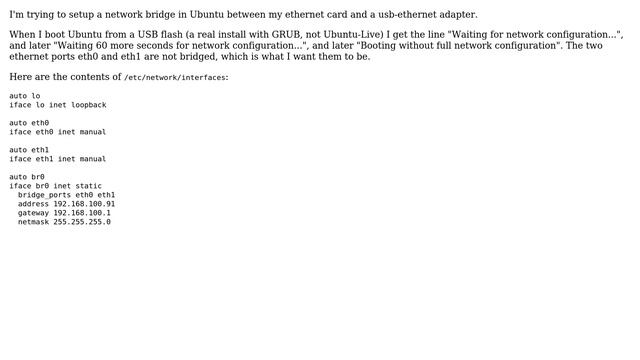 Ubuntu: Network bridge, 'Waiting for network configuration', Ubuntu 14.04 смотреть онлайн