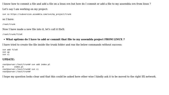 How to add or commit files to assembla repository from linux? смотреть онлайн