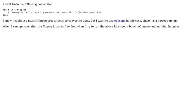 Unix & Linux: How do I run an on-the-fly ffmpeg (pipe) conversion in parallel? смотреть онлайн