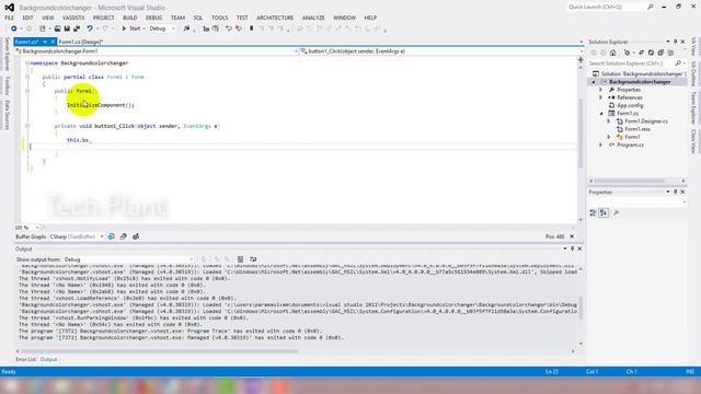 Creating Windows Form And Changing BackGroundcolor||Visual Studio|Techvars|Naveenkumar||C# смотреть онлайн
