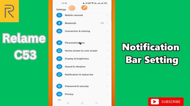 Notification Bar Setting Realme C53 || Set notification bar settings || How to use notification bar смотреть онлайн