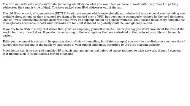 Is it possible in this case to get two IPv6 networks to communicate over the IPv4 Internet? смотреть онлайн