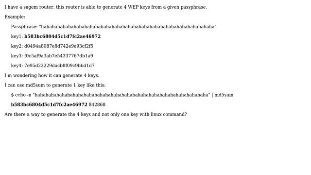 How to generate 4 WEP keys with linux commands? смотреть онлайн