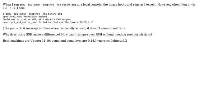 Ubuntu: How can I run qemu with KVM over ssh? смотреть онлайн