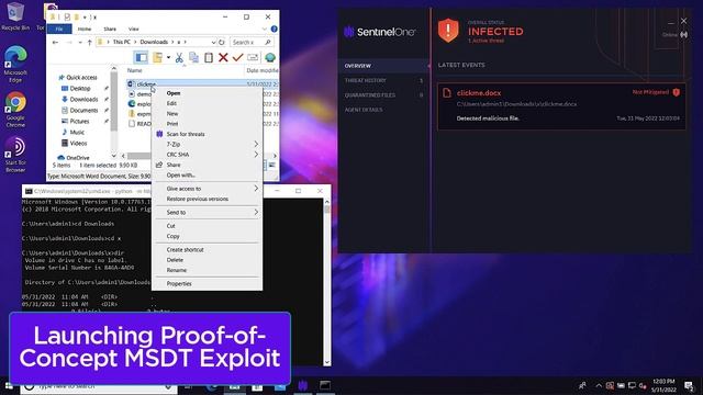 SentinelOne VS CVE-2022-30190 (Follina) смотреть онлайн