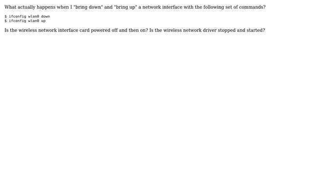 Unix & Linux: What happens when the network interface is "brought up" with ifconfig? смотреть онлайн