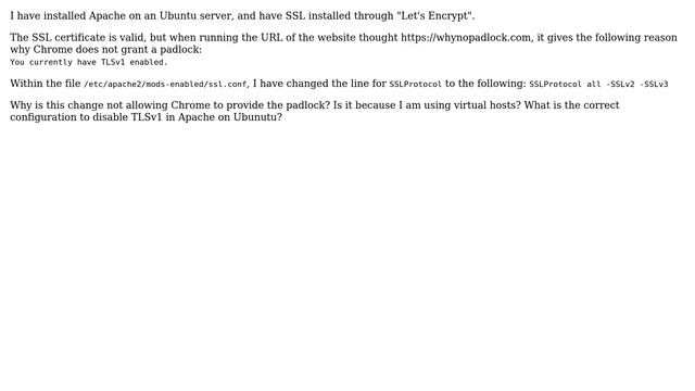 Ubuntu: How to disable TLSv1 in Apache? смотреть онлайн