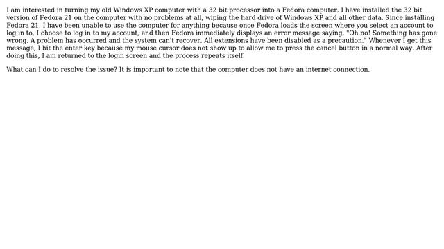 Fedora 21 - Unable to log in to user account смотреть онлайн