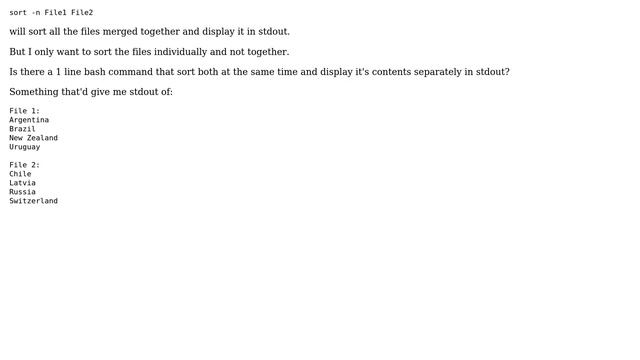 Unix & Linux: How to sort files separately without merging? смотреть онлайн