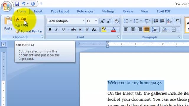 Cut Command MS Word смотреть онлайн