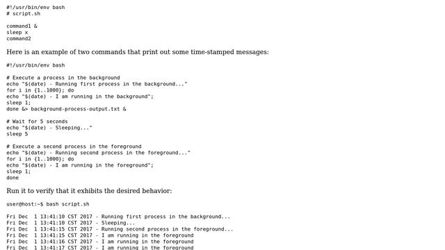 In a shell script, how can I (1) start a command in the background (2) wait x seconds (3) run a... смотреть онлайн