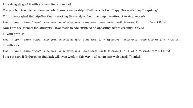 Unix & Linux: Negative search in find/grep pipeline not removing any records смотреть онлайн