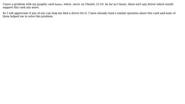 Ubuntu: Is there any driver available for Radeon XPRESS 200(M)? смотреть онлайн