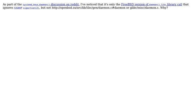 Unix & Linux: Why is SIGHUP ignored by daemon(3) only in FreeBSD? смотреть онлайн