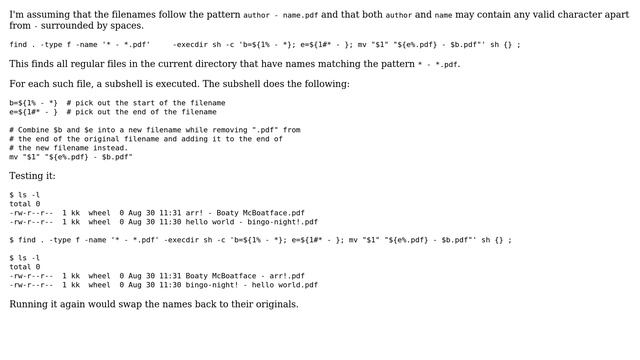 Unix & Linux: Swap two strings separated by a symbol in multiple filenames of a directory смотреть онлайн