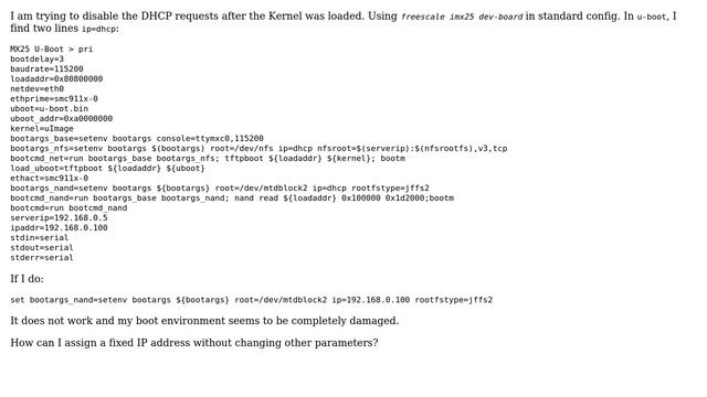 u-boot disable DHCP requests with setenv смотреть онлайн