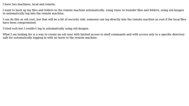 Rsync with ssh-keygen to ssh user with limited commands and specifc directory (2 Solutions!!) смотреть онлайн