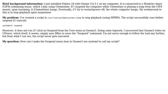 How to suspend from Gnome3 using systemd? смотреть онлайн